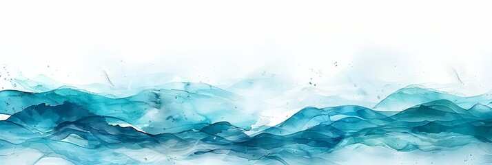 Poster - a painting of a blue wave on a white background