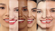 © New Africa - Many beautiful women of different races, banner design. Collage of closeup portraits