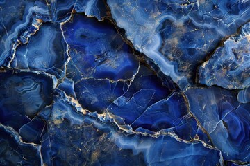  Textured cracked surface of natural agate stone of deep blue color