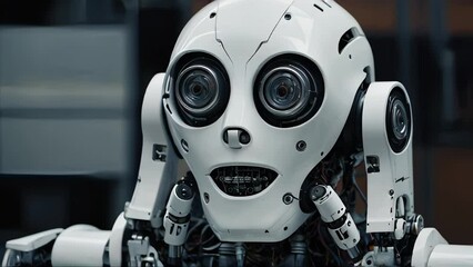 Poster - A robot with a white face and hands is shown with its hands on its face
