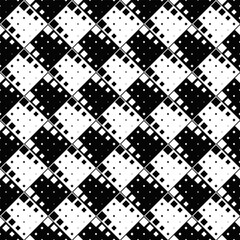Poster - Geometrical seamless square pattern background - monochrome abstract vector graphic from diagonal squares
