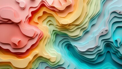 Poster - A colorful abstract background with waves of different colors. AI.