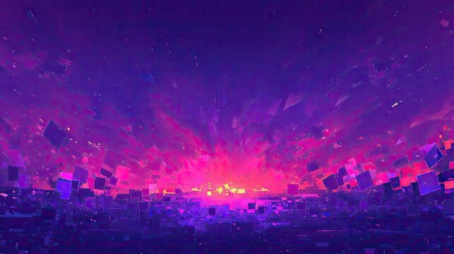 gaming dark purple background, retro, pixel, abstract