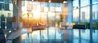 © Ilgun - Blurred background of a modern office conference room with a round table and panoramic windows, ideal for copy space image.