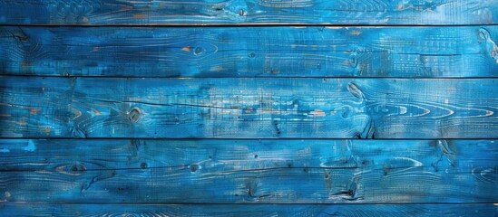 Poster - Texture of a blue wooden parquet with copy space image.