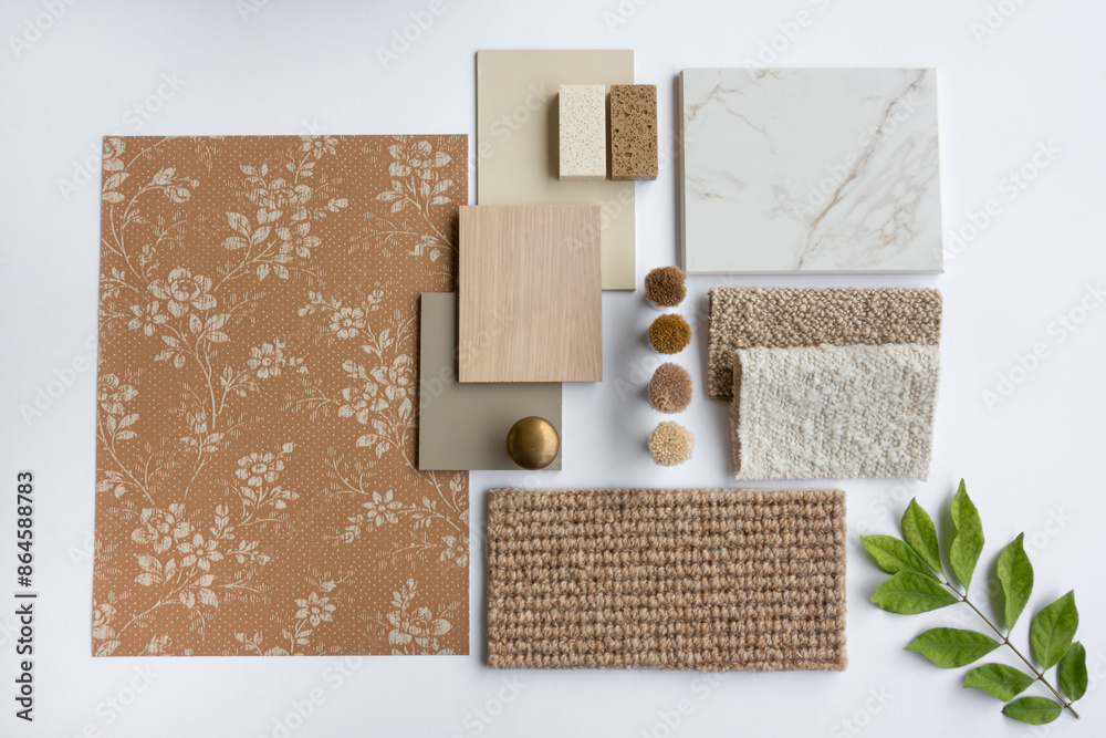 Interior Design and Architecture Material Sample Board with Fabrics ...