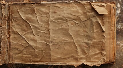 Wall Mural - Recycled brown craft paper texture with vintage book design on rough hardboard