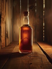 Poster - Whiskey Bottle on Wooden Table