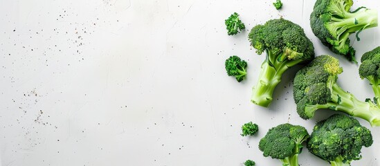 Canvas Print - Broccoli featured in a copy space image against a white backdrop.