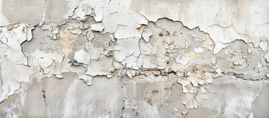 Canvas Print - Old peeling plaster wall with crumbled texture and cracks, providing a copy space image.