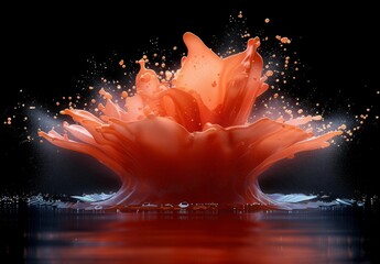 Poster - Splash of Orange Liquid on Black Background