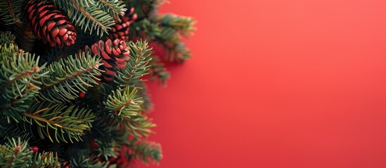 Poster - festive holiday backdrop featuring a pine tree and copy space image.