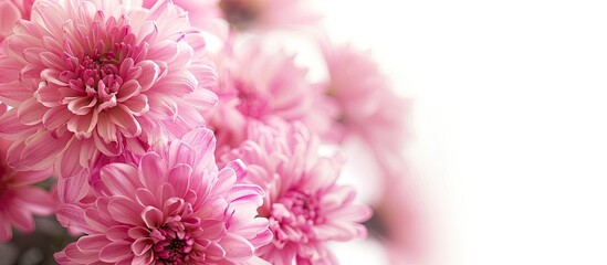 Sticker - Pink chrysanthemum flowers in a close-up shot, with a white background to provide a copy space image.