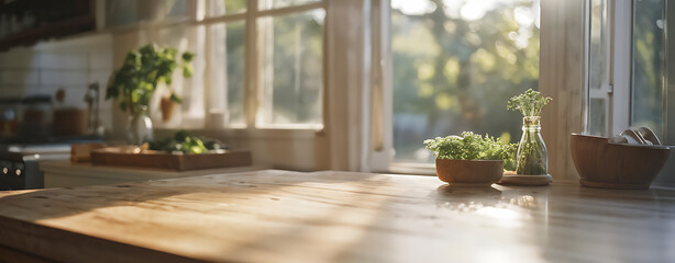 Kitchen background top counter interior wood blur home wooden empty room light white. Top kitchen product background desk modern window food display design texture tabletop restaurant board wall space