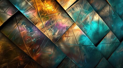 Poster - Abstract background with metallic textures and iridescent effects creating a futuristic look