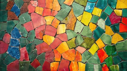 Poster - abstract mosaic of colorful tiles forming a vibrant and intricate pattern