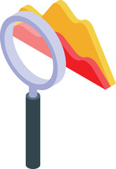 Poster - Magnifying glass is analyzing a business chart, representing market research and data analysis