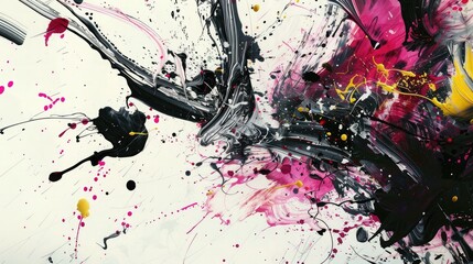 Wall Mural - Abstract splashes of paint and ink in a chaotic yet artistic arrangement