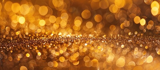 Canvas Print - Shiny gold glitters create an abstract bokeh background with copy space image.