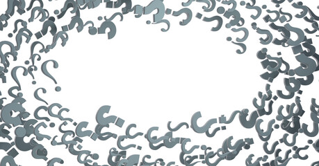 Poster - colored question marks background concept. 3D Rendering.
