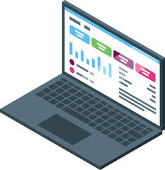 Poster - Laptop is displaying various charts and graphs, suggesting data analysis for financial decision making