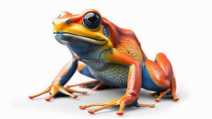 Wall Mural - 1. Create a detailed and realistic full-body illustration of a frog, showcasing its unique features and vibrant colors, isolated on a transparent background for a clean white background image.