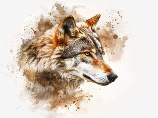  Wolf on white background