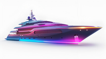 Luxurious Megayacht Eclipse on White Background