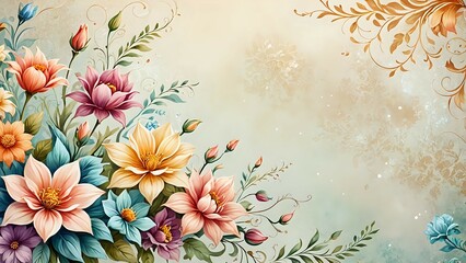 Floral wallpaper Vintage decoration background design for invitation cards, banners, posters and template