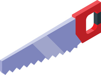 Poster - Hand saw with a red handle is lying on a white background