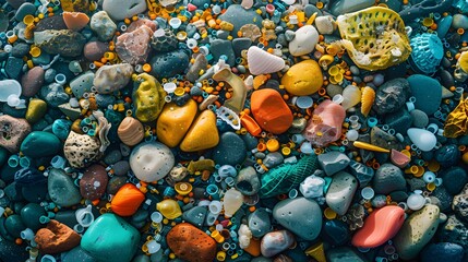 microplastic rubbish on the sea fore climate exchange background