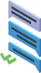 Poster - Chat messages are stacked with a green check mark underneath representing successful communication