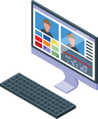 Poster - Video editor using editing software on a desktop computer to create engaging content