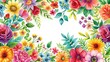 © Woonsen - Bright and vibrant watercolor floral pattern with cheerful garden and colorful blossoms, watercolor, floral, pattern, bright