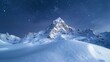© thekob5123 - a snowy mountain peak under a starry night sky, the pristine snow glistening under the moonlight, creating a breathtaking and serene wallpaper, with ample copy space for text