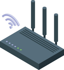 Poster - Wifi router is emitting a wireless signal, providing internet access for multiple devices