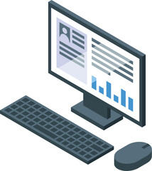 Poster - Recruiter is analyzing a candidate profile with charts on a computer