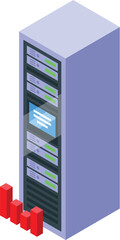 Aufkleber - Server rack experiencing network outage with red chart bars showing decreasing performance