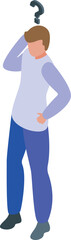 Poster - Young man is scratching his head, trying to find the answer to a difficult question