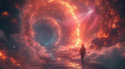 Wall Mural - an abstract illustration depicting merging with infinity or spirituality.