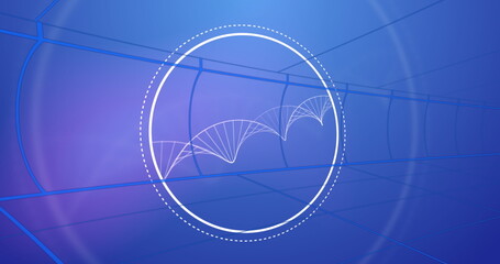 Poster - Image of circles and dna strand on blue background