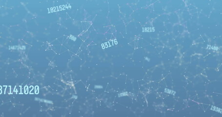 Wall Mural - Image of data processing over network of connections on blue background