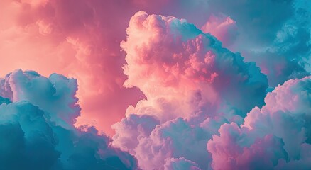 Wall Mural - Dreamy Sunset Sky with Fluffy Clouds