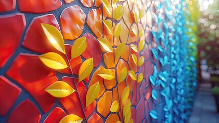 Wall Mural - Abstract bold colors colorful mosaic stone wall  