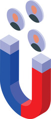 Poster - Large magnet is attracting customer icons in a visual representation of customer attraction