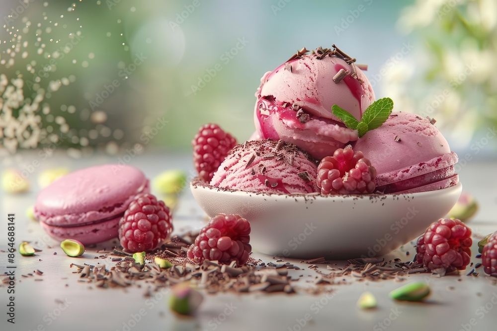 Delectable Summer Dessert With Artisanal Gelato Fresh Raspberries delectable-summer-dessert-with-artisanal-gelato-fresh-raspberries