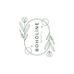 Wall Mural - flower botanical boho logo minimalist design