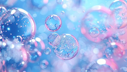 Poster - Multi-coloured transparent water bubbles creative background image