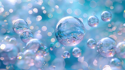 Poster - Multi-coloured transparent water bubbles creative background image