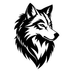  Wolf head silhouette on white background